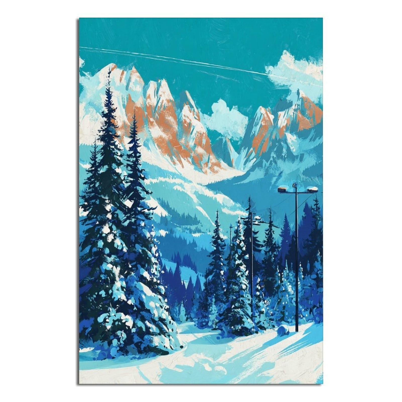 CFXNGA Gstaad Ski Posters 20x30inch(50x75cm) Vintage Watercolor Canvas Art