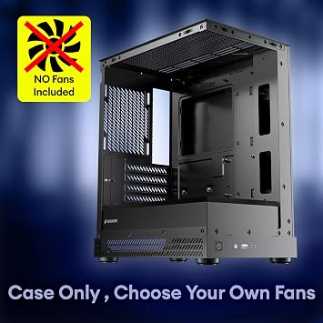 Okinos Aqua UNO Micro ATX Case, Case Only No Fans Included, No Radiator Support, Max GPU Length 309mm, Quick-Release Panoramic Tempered Glass Front & Side, Type-C 5Gbps, Black