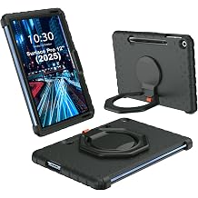Case for Surface Pro 12 inch with Stylus Holder, Rotating Stand | Heavy Duty Protective Cover Compatible with Microsoft Type Cover Keyboard for Home, Office, Travel, EVA Foam, Black