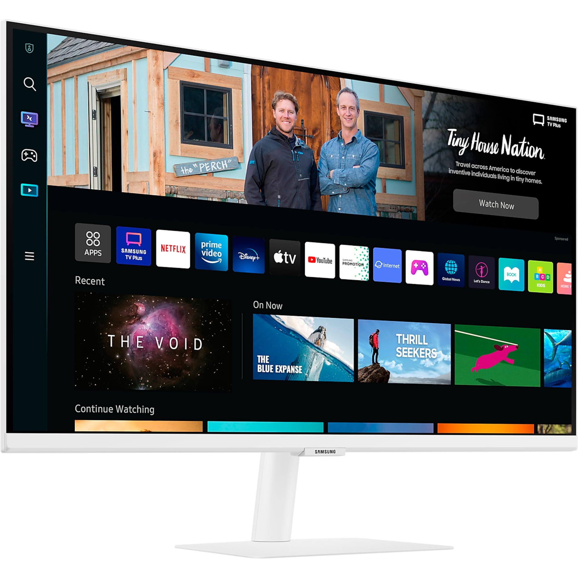 Samsung Smart Monitor M5 27’’ en resolution Full HD. Le 1er écran tout-en-un pour accéder facilement à vos applications de divertissement et travail. LS27BM501EUXEN