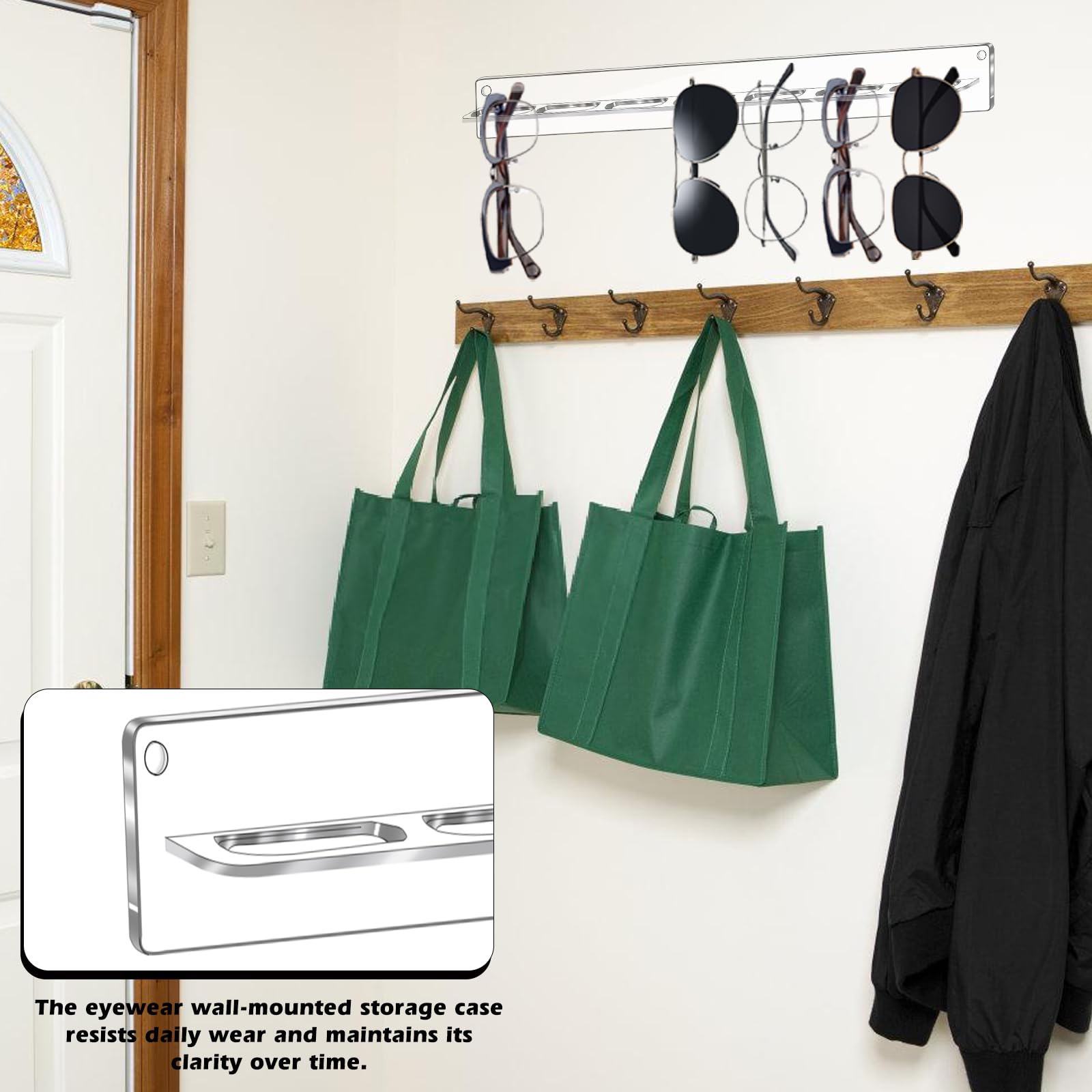 Organizer da Parete per Occhiali da Sole: 3 pezzi Organizer per Occhiali da Sole in Acrilico, Porta Occhiali da Sole da Parete per 7 Paia di Occhiali, Decorazione per La Casa Display Porta