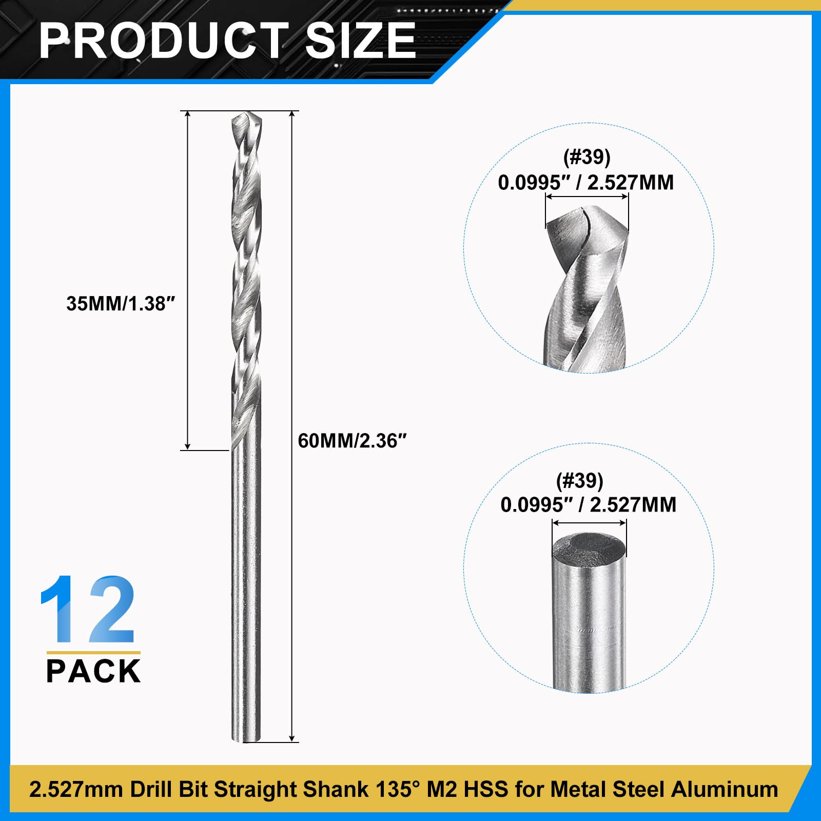 PATIKIL 2.5mm Drill Bit #39 - Image 2