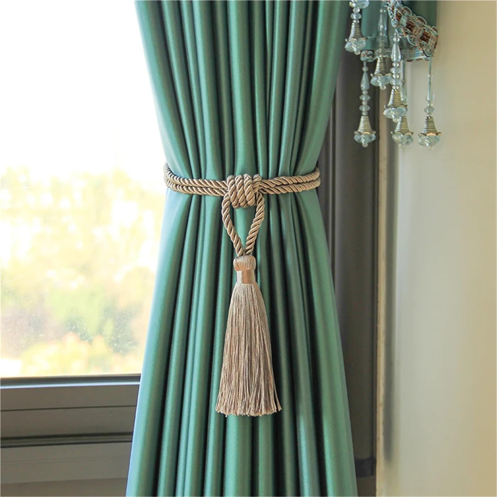 Embrasses de Rideaux, 1 Embrasse de Rideau à Pompons Faite la Main, Accessoire décoration for Chambre et Maison(Coffee,2p)