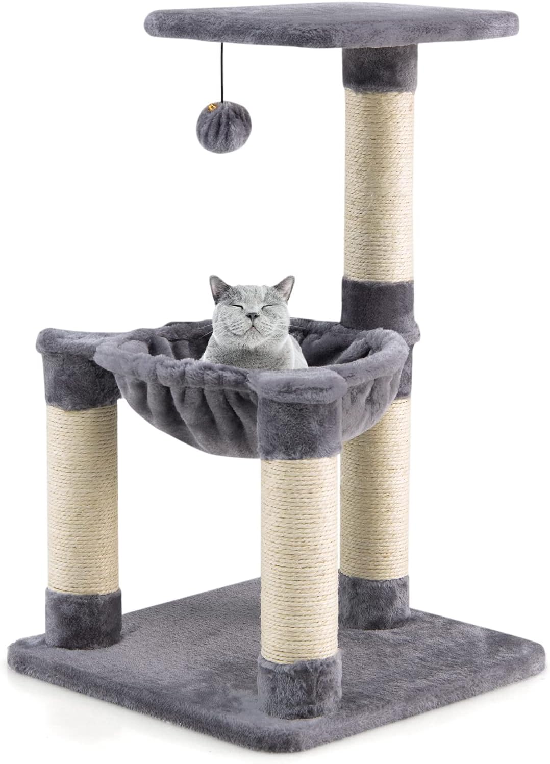 GYMAX Cat Tree Tower, Multilevel Cat Activity Tree with Top Perch