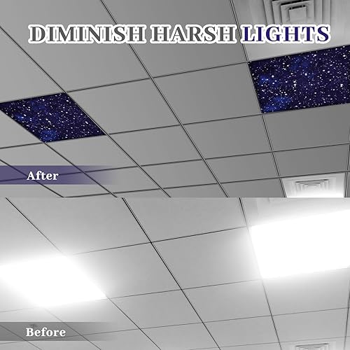 Miniatura 9 de VIHOSE 4 cubiertas de luz fluorescente de 2 x 2 pies para luces de techo, cubiertas de luz de aula para reducir el deslumbramiento áspero, filtros