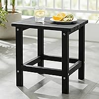 PASAMIC Adirondack Square HDPE Outdoor Side Table - Weatherproof Patio End Table for Pool, Backyard, Black