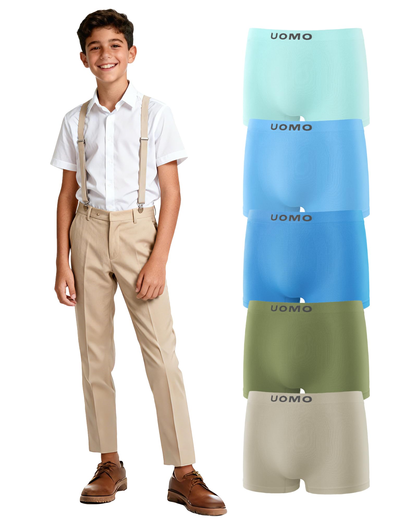 Channo Boxer Garçon sans Couture: Respirants Élastiques Multicolores Garçon Junior Idéaux pour l'École la Vie Quotidienne et Les Jeux Lot de 5