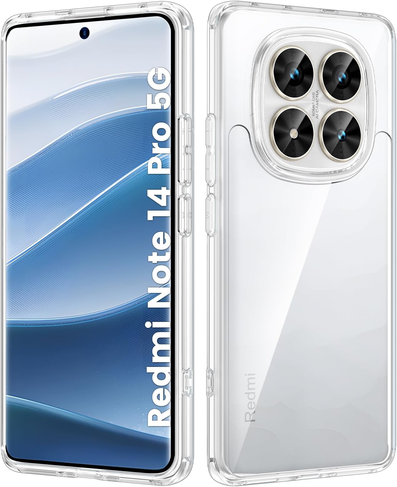 Doeshine for Xiaomi Redmi Note 14 Pro/Poco X7 5G Case, Transparent Hard PC Silikon Slim Thin Cover Bumper Shockproof Military Full Body Rugged Protection Case for Xiaomi Redmi Note 14 Pro (Clear)