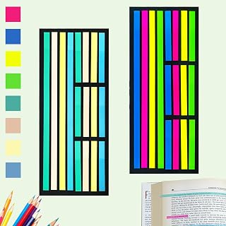 640Pcs Highlighter Sticky Stripe Tape, Transparent Sticky Page Markers Tabs, Removable Fluorescent Neon Index Tabs Supplies for Annotating Books Teachers Students Reading Home Office