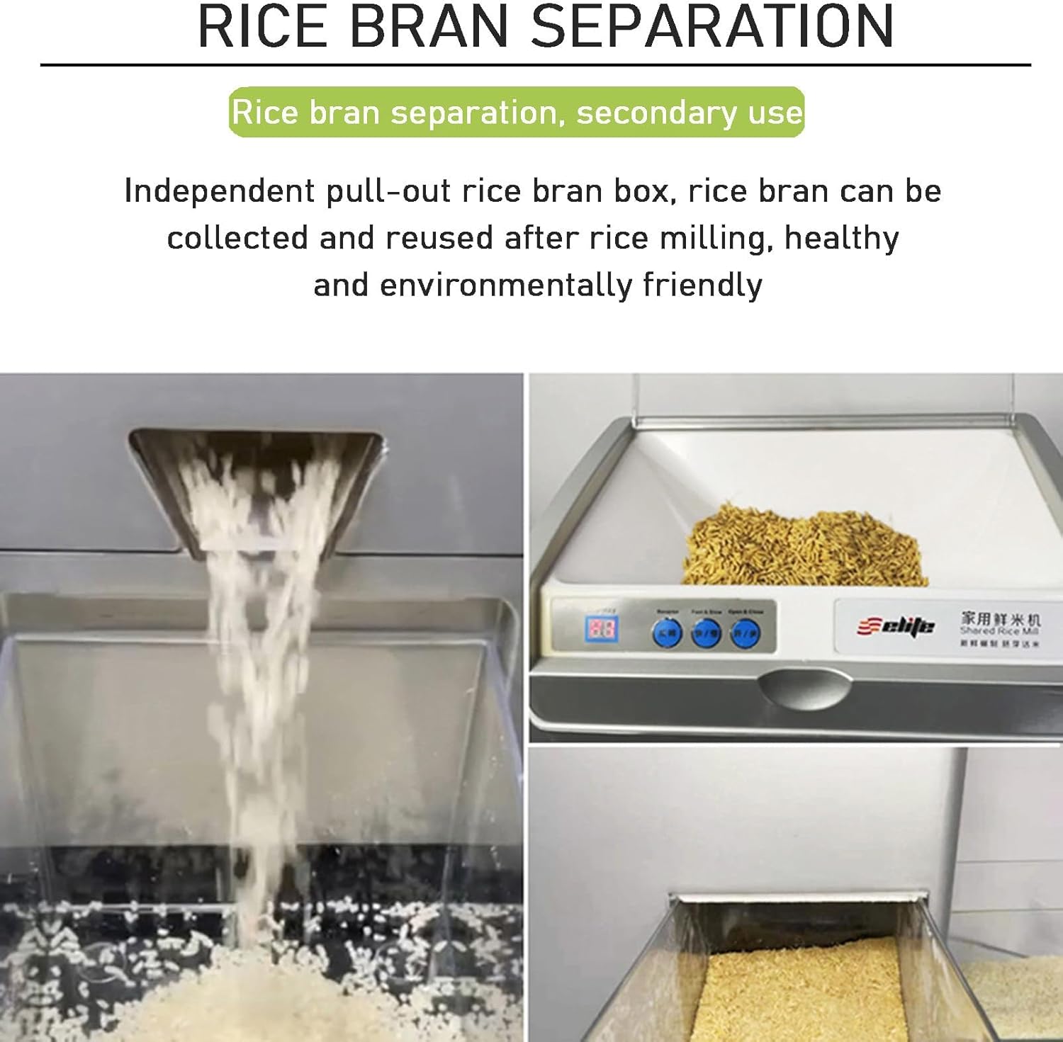 500W Automatic Rice Milling Machine, Rice Peeler Grinder for Light Brown Rice, Germ Rice,Rice Polishing Adjustment Knob