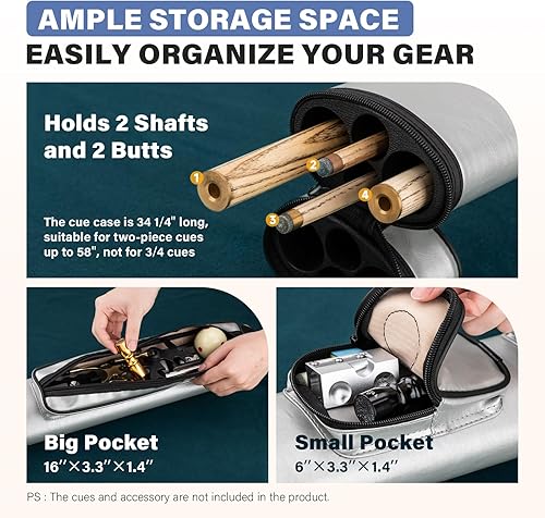 Miniatura 4 de Estuche para Taco de Billar, Estuche para Taco de Billar 2x2 (No para 34)  Bolsa Rígida de Billar para 2 Tacos, Accesorios de Billar