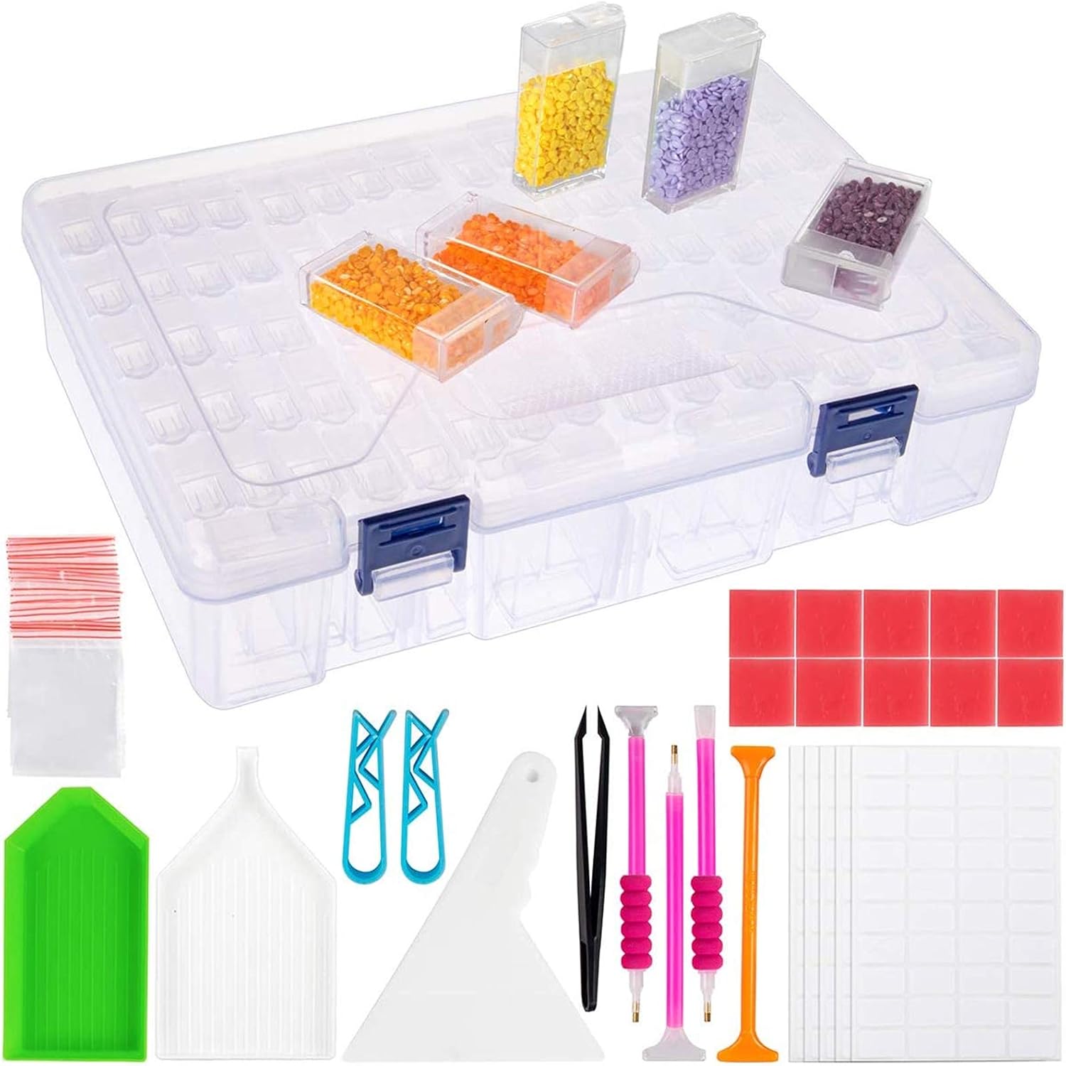 SGHUO 84 Slots Diamond Painting Storage Containers, 58pcs 5D Diamond Painting Tools Accessories Kits, Diamond Embroidery Box