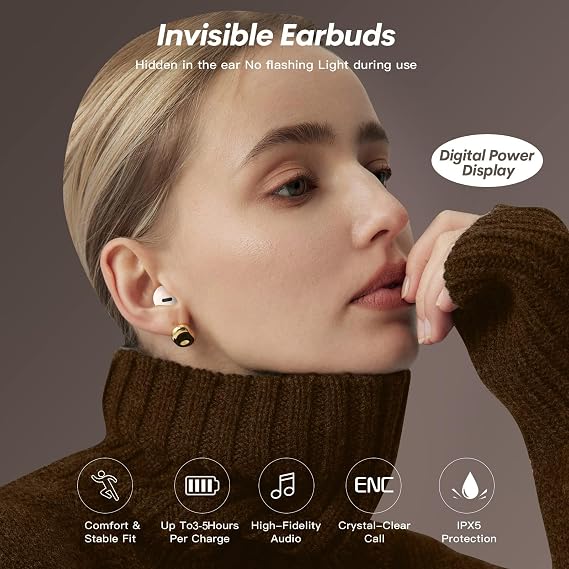 Xmenha Smallest Earbud Invisible Hidden Earbuds Small Wireless Bluetooth Mini Tiny Sleep Earbuds Small Ears Ear Buds Sleepping Buds