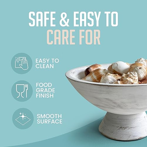 Miniatura 7 de Fairwood Way - Tazón Pedestal Blanquecino - 10 Pulgadas, Tazón con Pie Ancho Blanquecino como Soporte para Frutas, Llaves, Decorativo, Dulces o