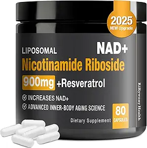 NAD+ Supplement - Liposomal NAD with Nicotinamide Riboside (NR) Resveratrol Quercetin - 2025 New Upgrade, 900mg Pure Organic NAD Plus for Anti-Aging, Energy, Focus