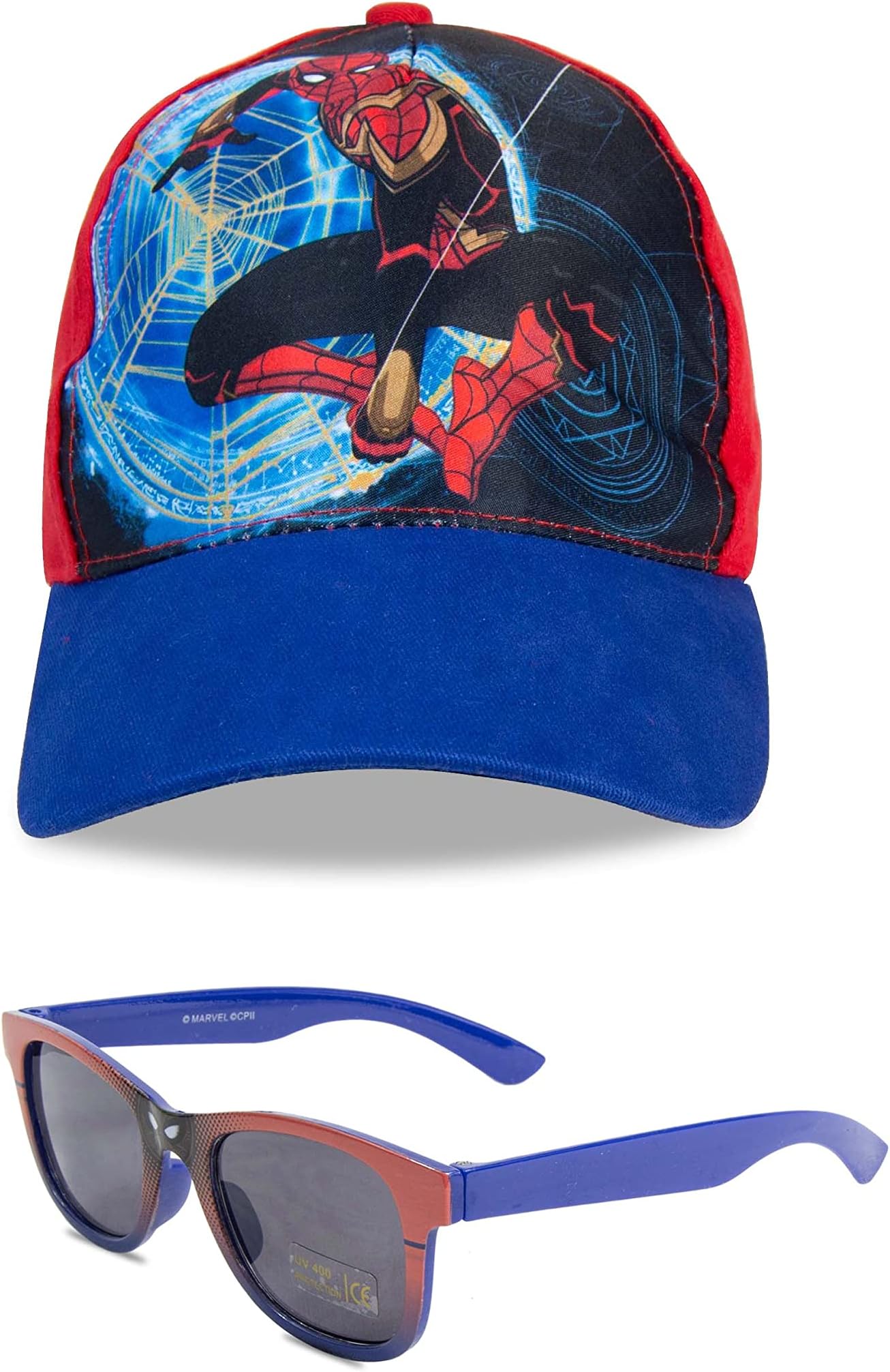 Marvel Spiderman - No Way Home Kids Sunglasses Age 2-10 years 100% UV Protection and Durable Material Stylish Cap Included (Official Marvel Product), Multicolor, 55