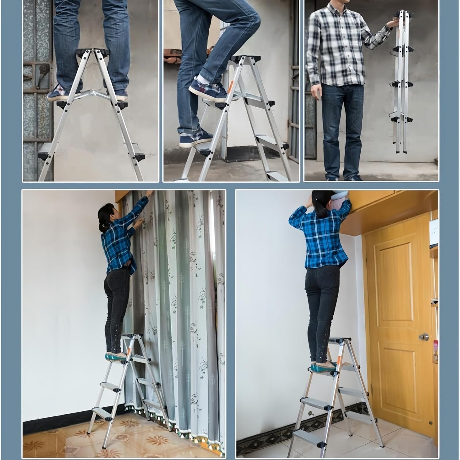 脚立2段 梯子 アルミ 脚立 折りたたみ ミニ 軽量 きゃたつ 踏み台 軽量 安全 ステップ アルミ 二段 脚立 耐荷重150KG 滑り止め付き  ステップ台（シルバー二段） 脚立2段 梯子 アルミ 脚立 折りたたみ ミニ 軽量 きゃたつ 踏み台 軽量 安全 ステップ アルミ 二段 Ziqiangbuxi 脚立 梯子 アルミ 脚立 2段 3段 4段 折りたたみ ミニ 軽量 踏み台 軽量 安全 ステップ アルミ 折