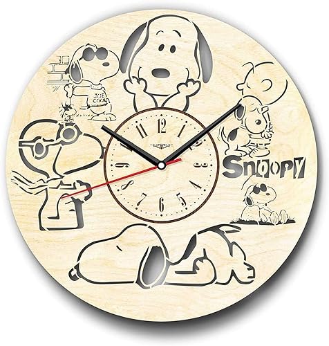 Fancylife Home Decor - Reloj de pared de madera con diseño de Snoopy de 12 pulgadas madera ecológica