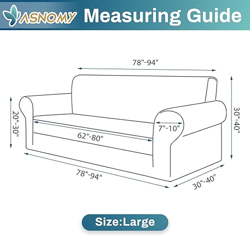 Miniatura 5 de Asnomy Fundas de sofá para sofá de 3 cojines, impermeables, elásticas, fundas protectoras contra mascotas, fundas para muebles contra perros y