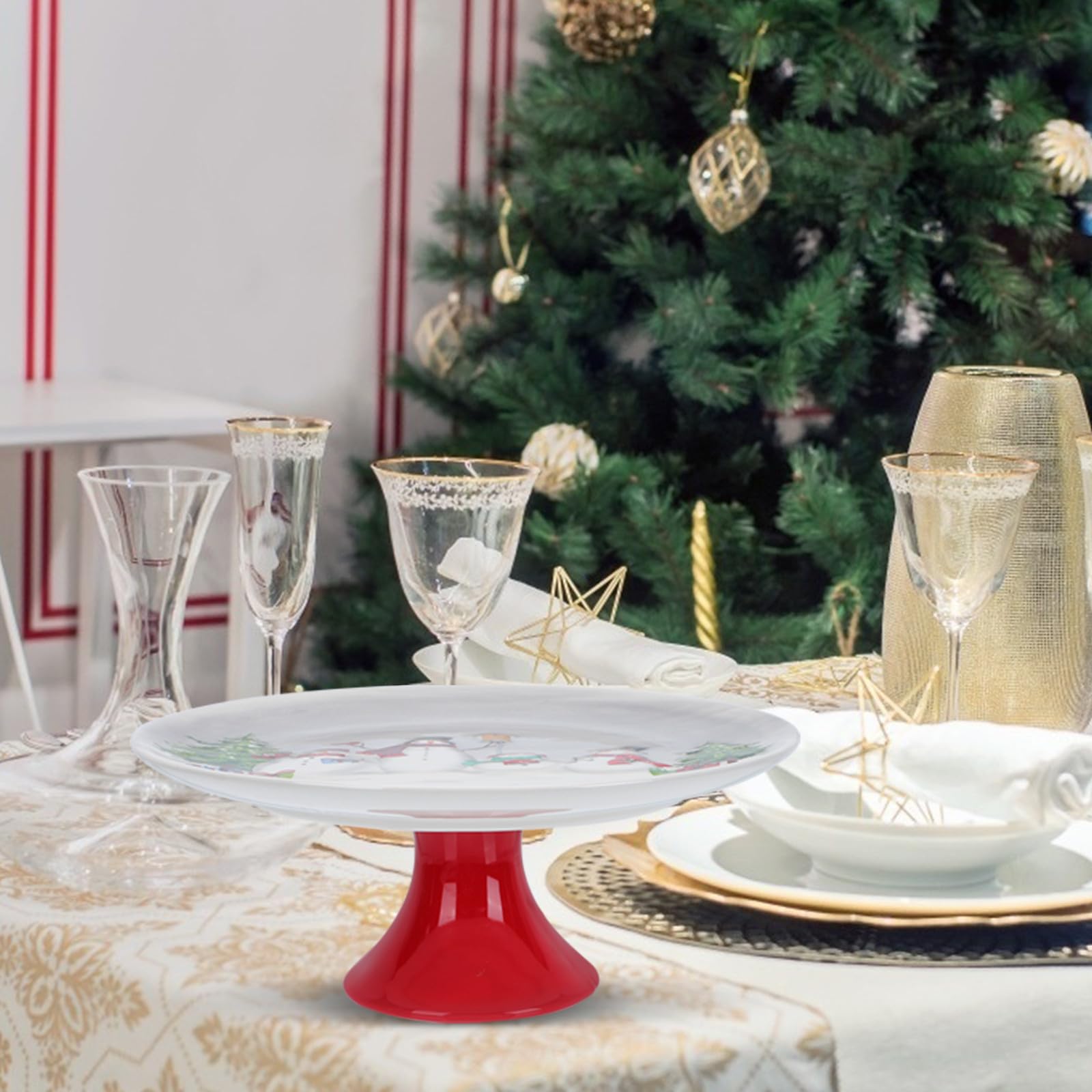 Zerodeko Présentoir à Gâteau Céramique Décoratif de Noël pour Desserts