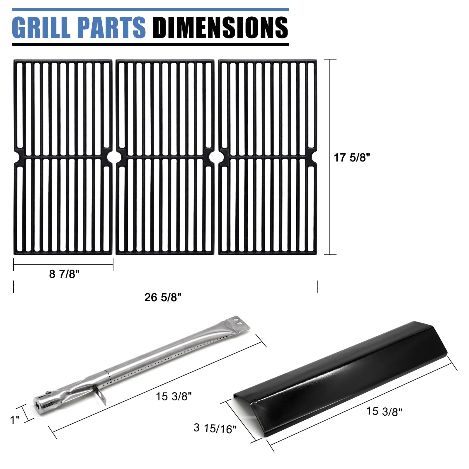 Grill Ersatzteile für Brinkmann 810-2511-S 810-2512-S, Ersatz Grillroste Heizplatte Grillbrenner und Zünder Reparatursatz für 810-2511-S 810-2512-S Brinkman Grillteile