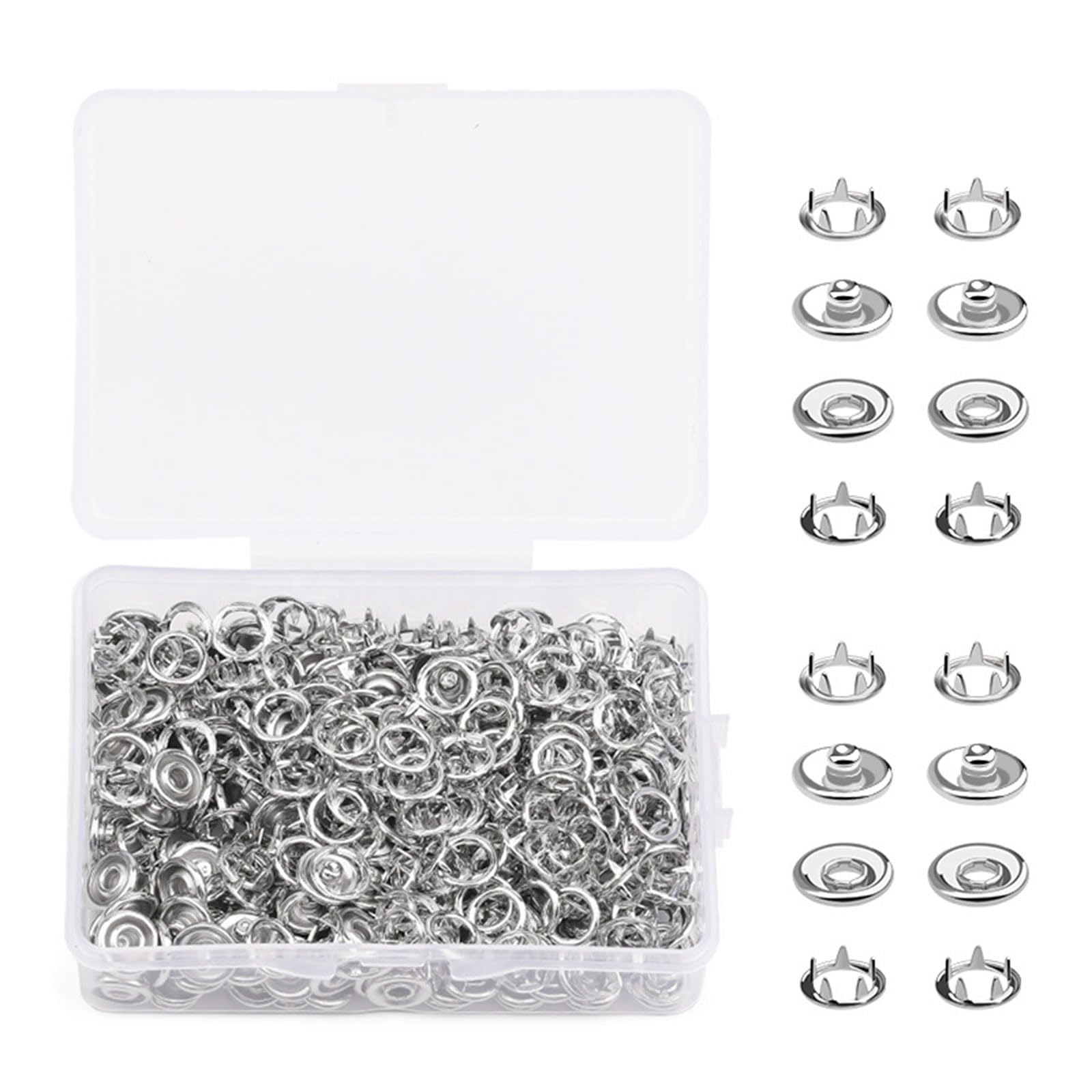 Jazuaiao 50 / 150Sets 9.5mm Metal Button Fasteners, Button Fasteners Five Claws Buckles for Baby Bibs Clothing Quick Installation Clasps
