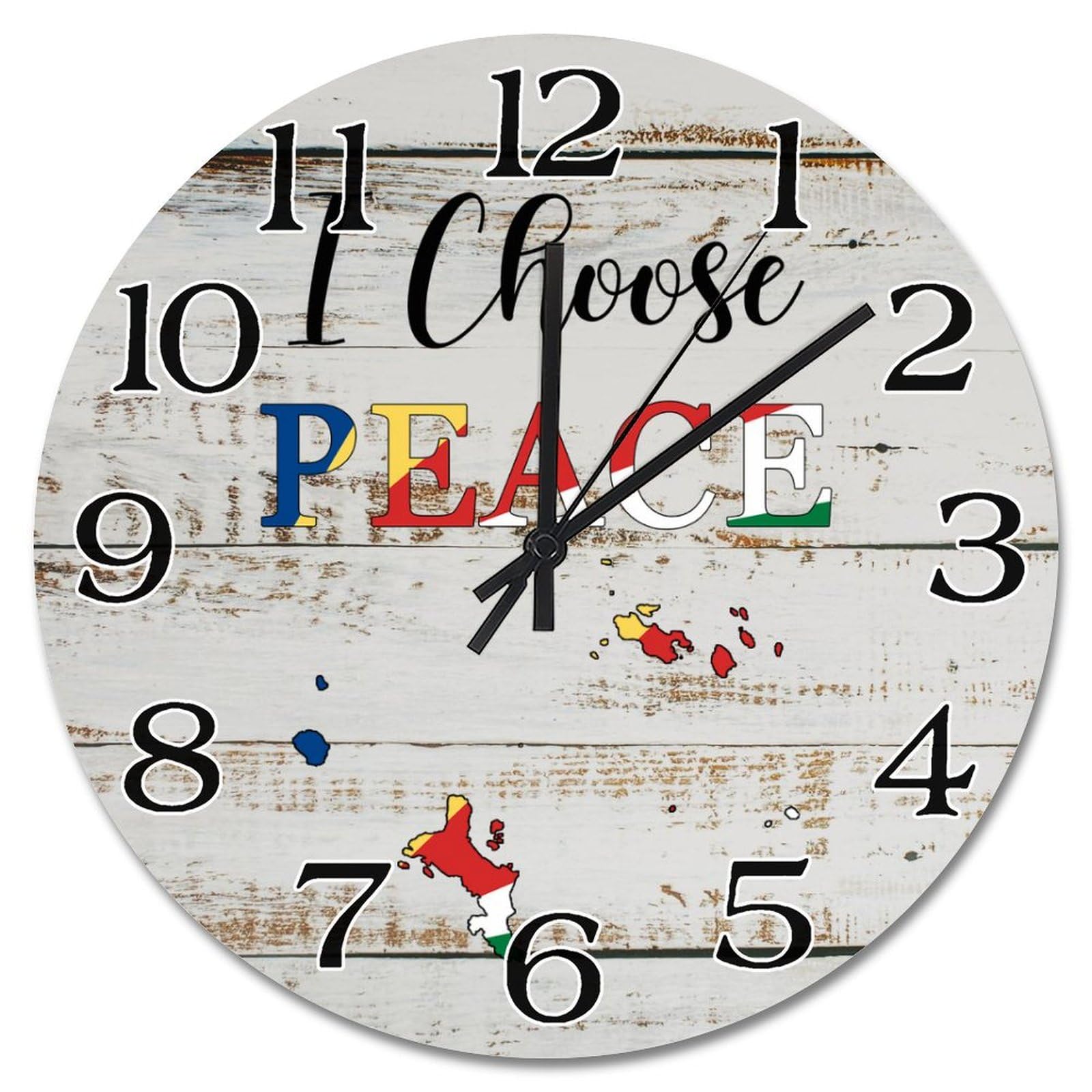 Horloge murale Seychelles artisanale en bois decoration interieure haut de gamme pour bureau