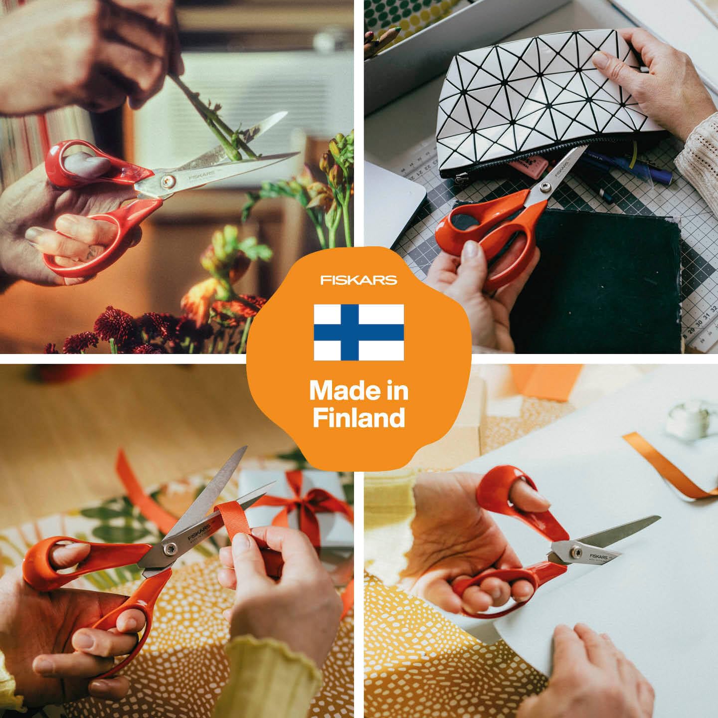 Fiskars Classic Uniwersalne nożyczki dla majsterkowiczów i do tkanin, leworęczne, długość całkowita: 21 cm, ulepszona śruba Torx i ergonomiczny uchwyt, wysokogatunkowa stal/plastik, czerwone, 1075036