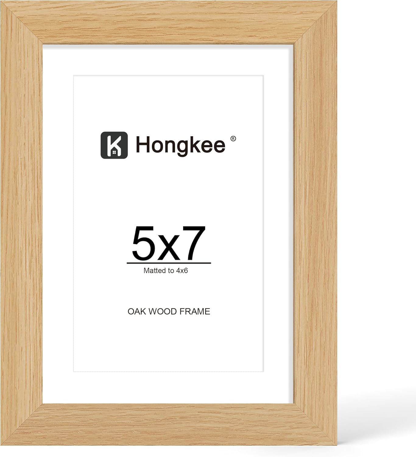 Hongkee 12x16 Oak Wood Picture Frame, Display Photos 11 x 14 with Mat or 12 x 16 without Mat - Tempered Glass Cover, Horizontal and Vertical Display for Wall Mounting (Natural Oak, Set of 1)