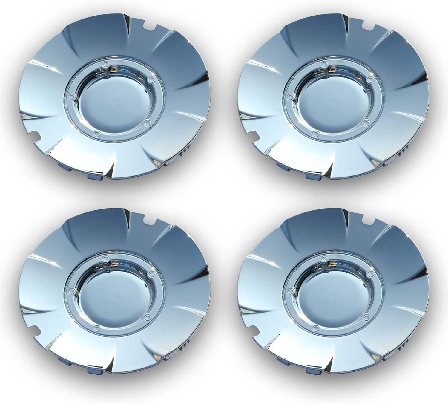 FUSCH 4PCS Chrome Wheel Center Caps Hubcaps (Fits 20" 5 Spoke Alloy Wheel) Compatible with 2003-2007 Chevrolet Silverado 1500 2003-2006 Suburban 1500 2004-2006 GMC Sierra Replaces# 15116616
