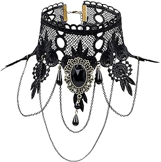 ETERNITY J. Elegant Vintage Princess Black Lace Gothic Statement Necklace Bracelet Victorian Lolita Choker Pendant Vampire...