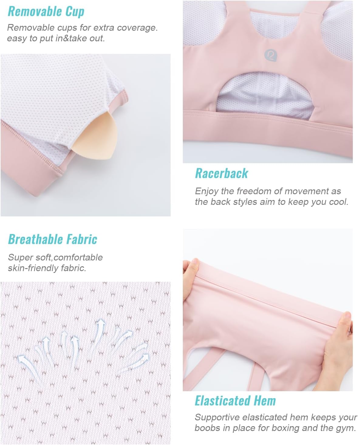 RUNNING GIRL High Impact Sports Bras for Women,Racerback Running Bra Workout Crop Tank Tops Longline Sports Bra Push up - Image 6