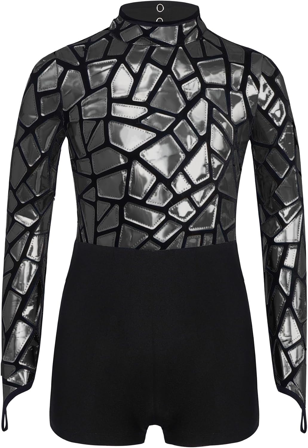FEESHOW Kids Girls Sequins Metallic Long Sleeve Gymnastics Leotards Ballet Jazz Dance Unitard Biketard Skating Jumpsuit