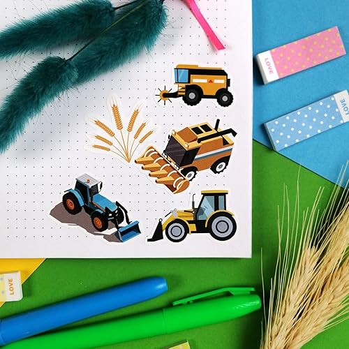 Miniatura 6 de 100 calcomanías de tractor para niños, juguetes de tractor para niños, suministros de fiesta de cumpleaños de tractor, suministros de fiesta de