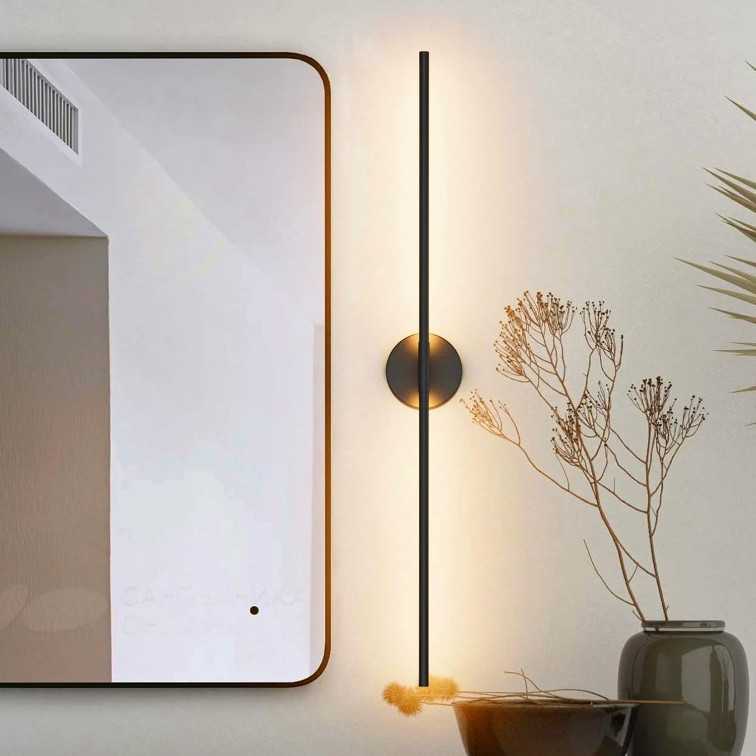 Photo 1 of 40In Modern Wall Sconce for Bathroom Black Vanity Light Fixture 3000K Bathroom Sconce 360° Rotate Warm Light for Bedroom Living Room