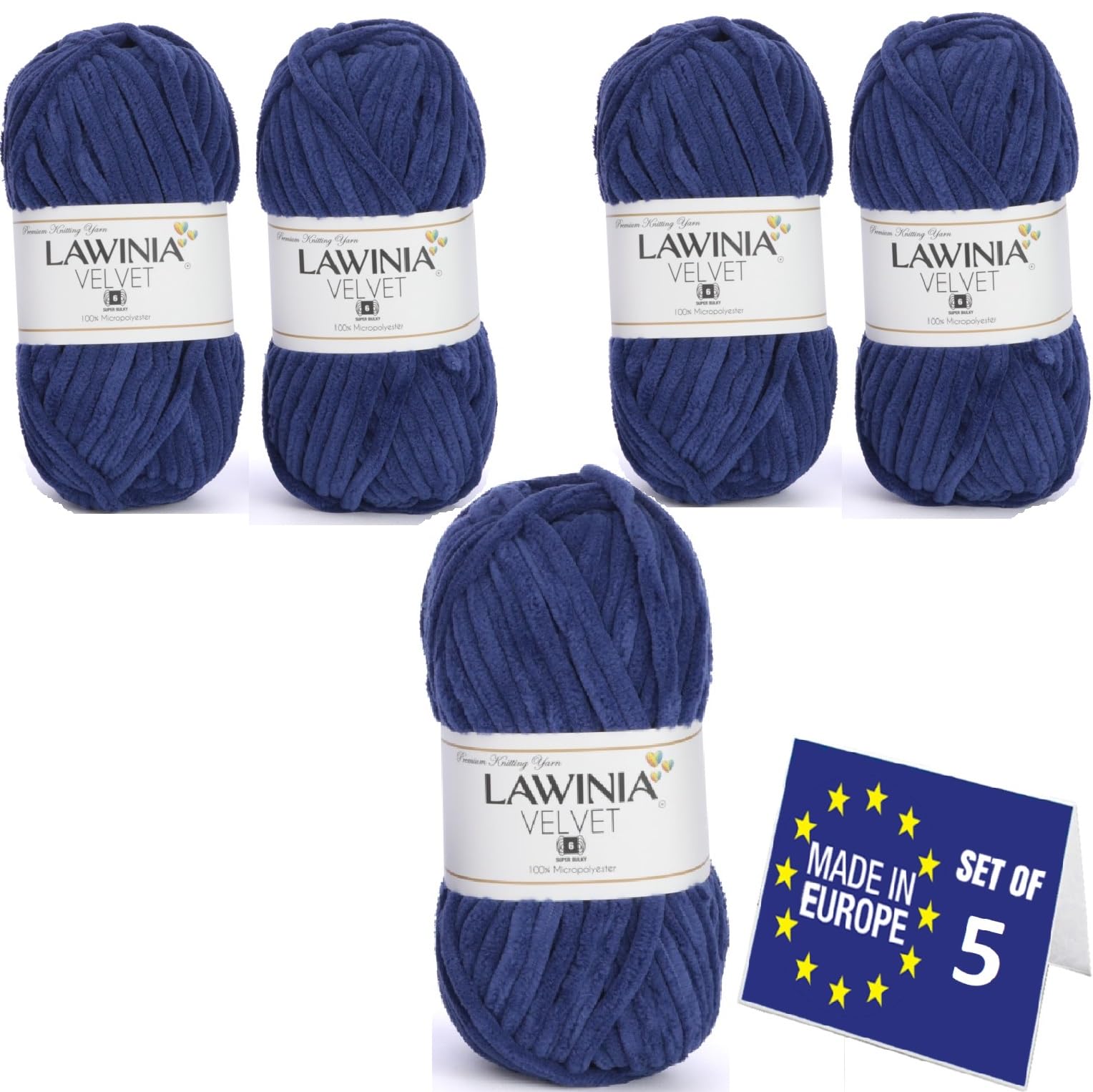 LAWINIA VELVET Premium Weiche Dicke Wolle Zum Häkeln, Chenille Wolle 5x100g-65m FUSSELT NICHT Flauschige Wolle, Samtwolle, Plüschwolle, Kuschelwolle Zum Häkeln Chenille Garn, Bulky Yarn Hobbii Wolle
