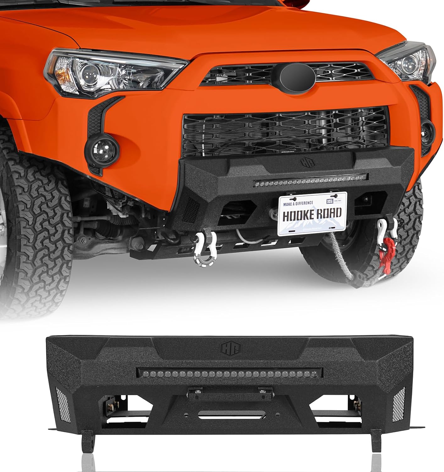 u-Box 4Runner Front Bumper Stubby Steel Bumper Compatible with 2014-2024 Toyota 4Runner (Excluding Limited & Nightshade) - w/Winch Plate & D-ring Mounts