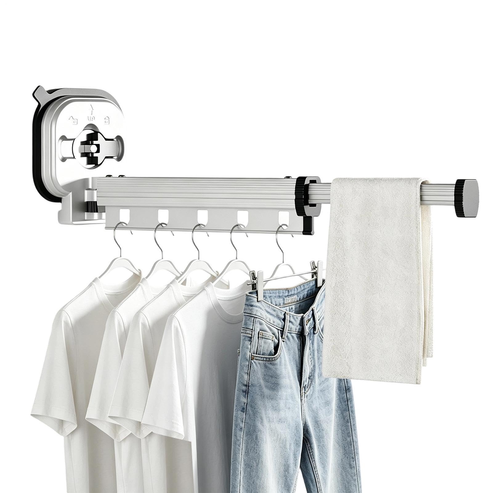 Genérico Tendedero de Ropa Antideslizante Plegable de aleación de Aluminio | Tendedero portátil montado en pared para ropa Para hogar balcón apartamento dormitorio hotel interior exterior viaje camping