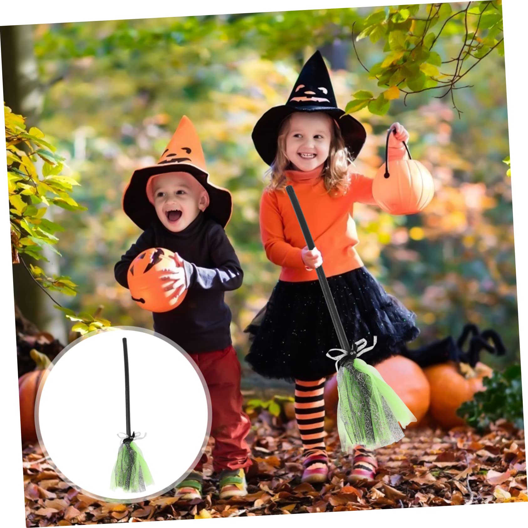 Witch Broomstick Wizard Flying Broom Boys and Girls Witch Broomstick for Halloween Party Costumes Accessory
