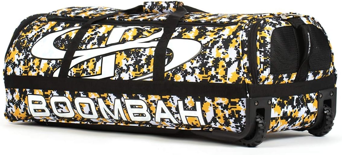 Boombah Brute Camo Rolling Baseball/Softball Bat Bag - 35" x 15" x 12-1/2" - Multiple Color Options - Holds 4 Bats and Room for Gear - Wheeled Bag