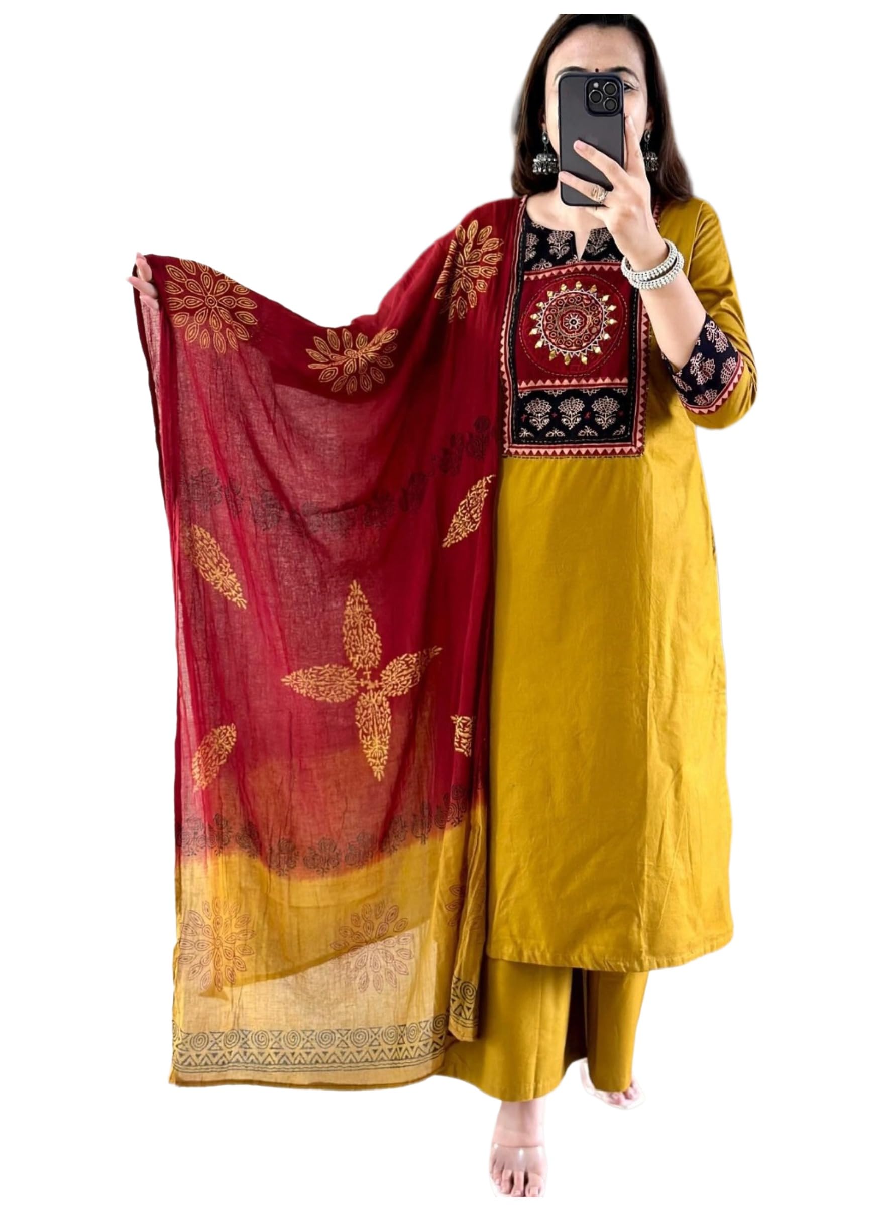 Kurta Sets for Women Viscose Printed | Kurti Set for Woman | Kurta Palazzo Dupatta Set | Straight Kurti | Round Neck V-Slit 3/4 Sleeve Suit Set for Women Stylish Ethnic Outfit Clothing-image-29