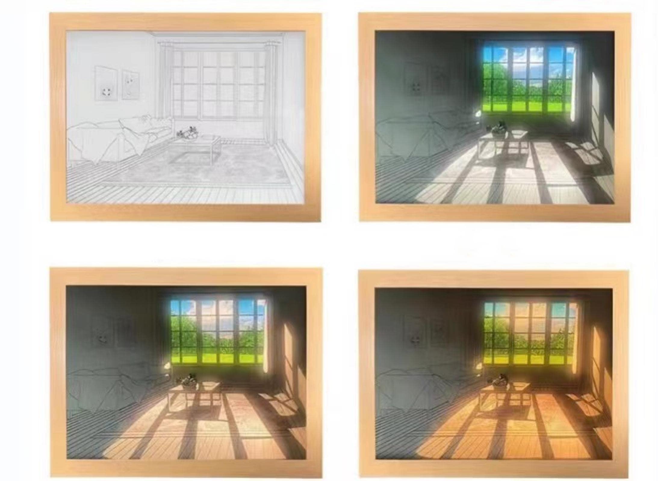 Amazon.co.jp: LED 発光画装飾 アートワークに木製フォトフレーム 3色