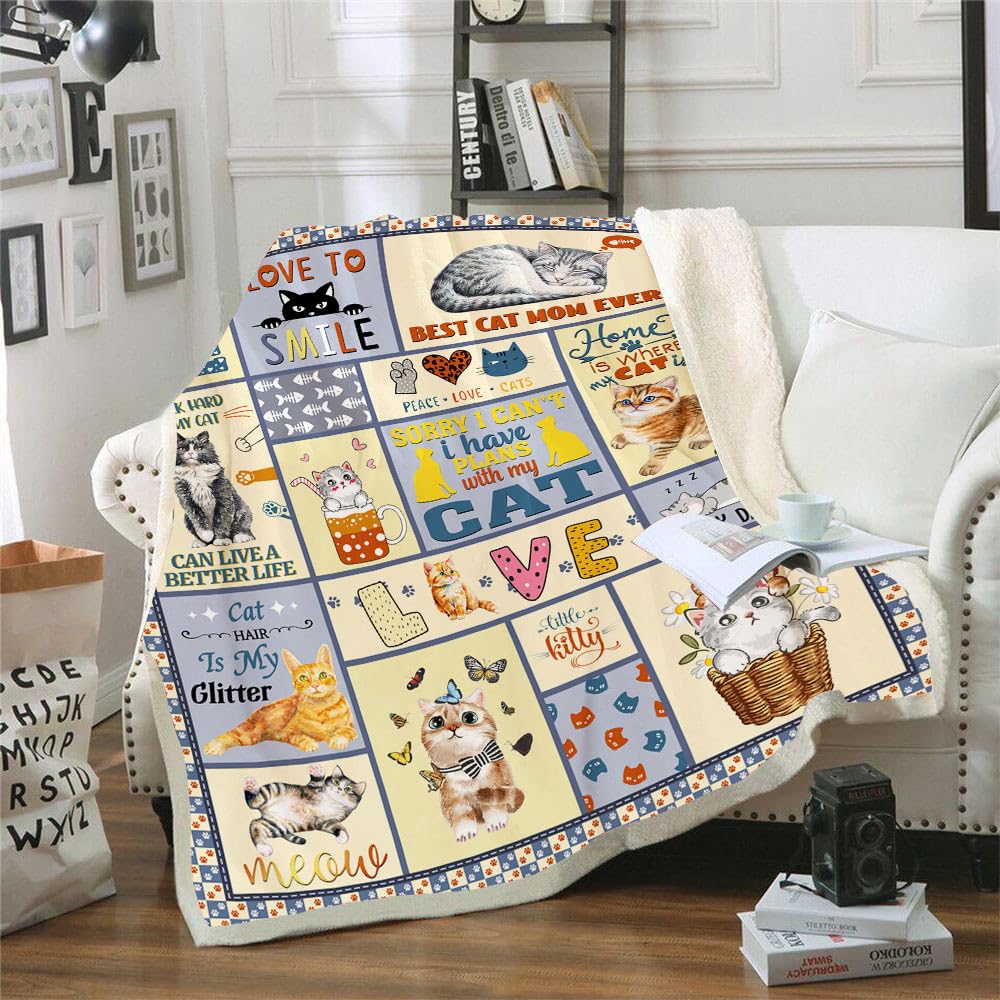 TRIKPTEY Cat Blanket, Cat Themed Print Throw ...
