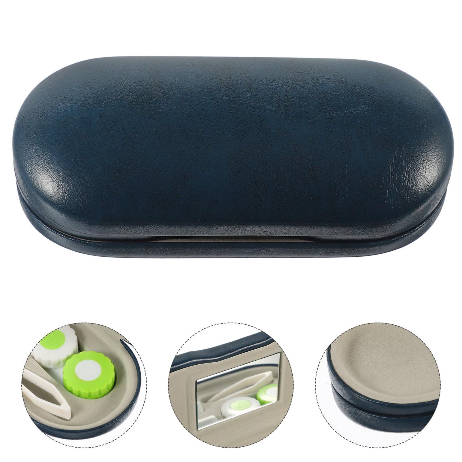 3 Juegos Estuche de Gafas Multifuncional y Portátil con Espejo Caja de Lentes de Contacto Doble Capa Organizador de Accesorios para y Uso Diario