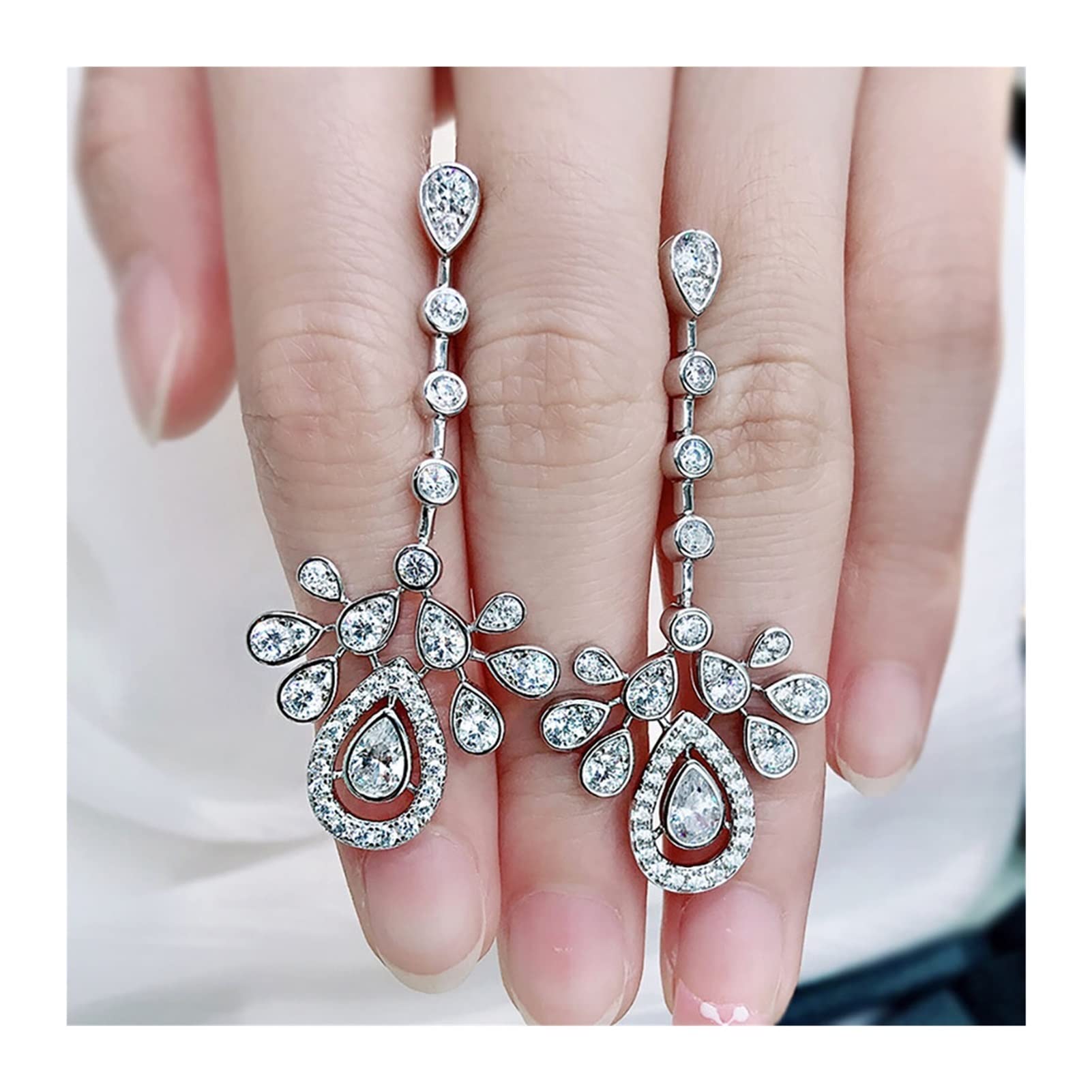 Collares para mujer Nuevos juegos de joyas de compromiso de boda de plata esterlina 925 de lujo for novia Charms Lab Diamond Hangling Pendientes Collar Regalo cumplir