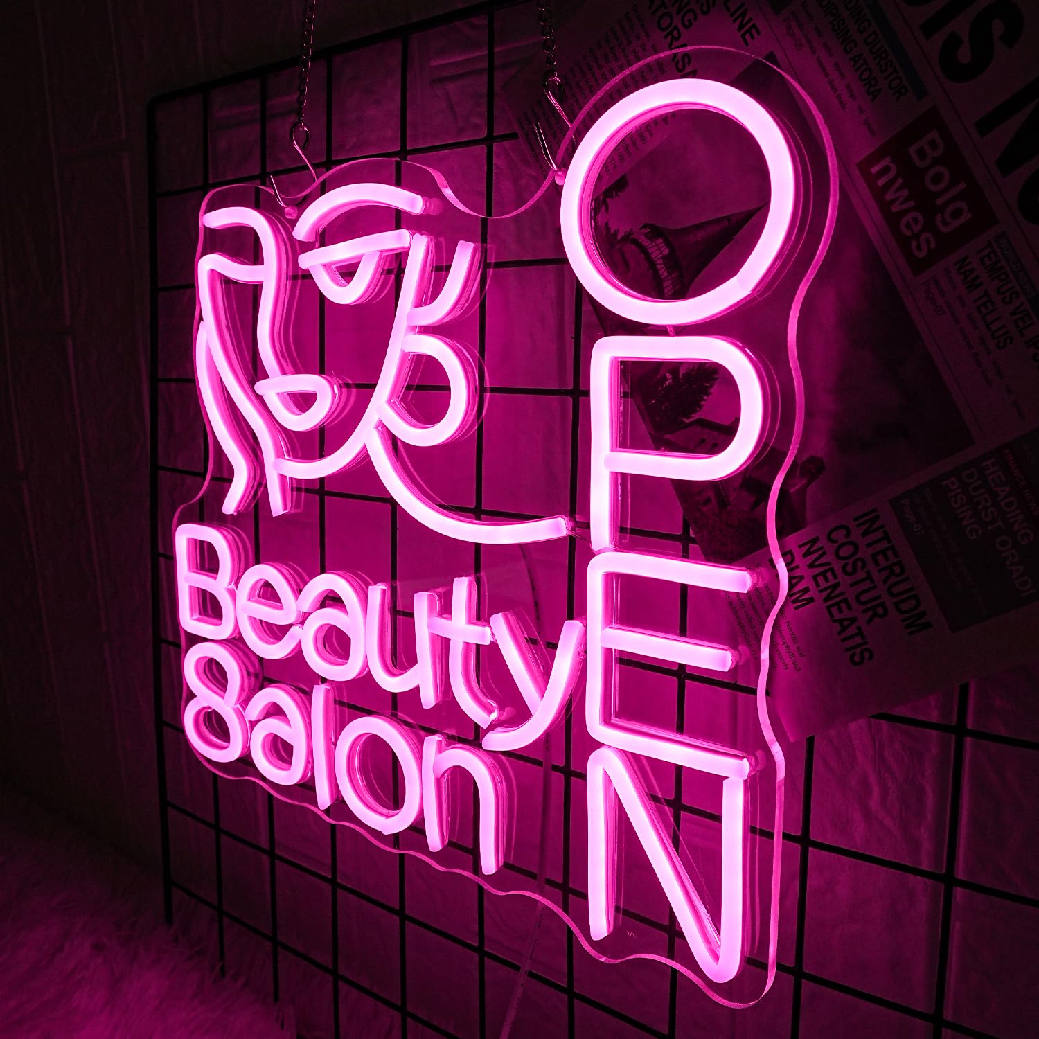 Panneau néon ouvert pour salon de beauté - Lumière néon - Lumière LED - Pour salon de beauté - Pour salon de beauté, ongles, studio, salon de coiffure, dressing, décoration