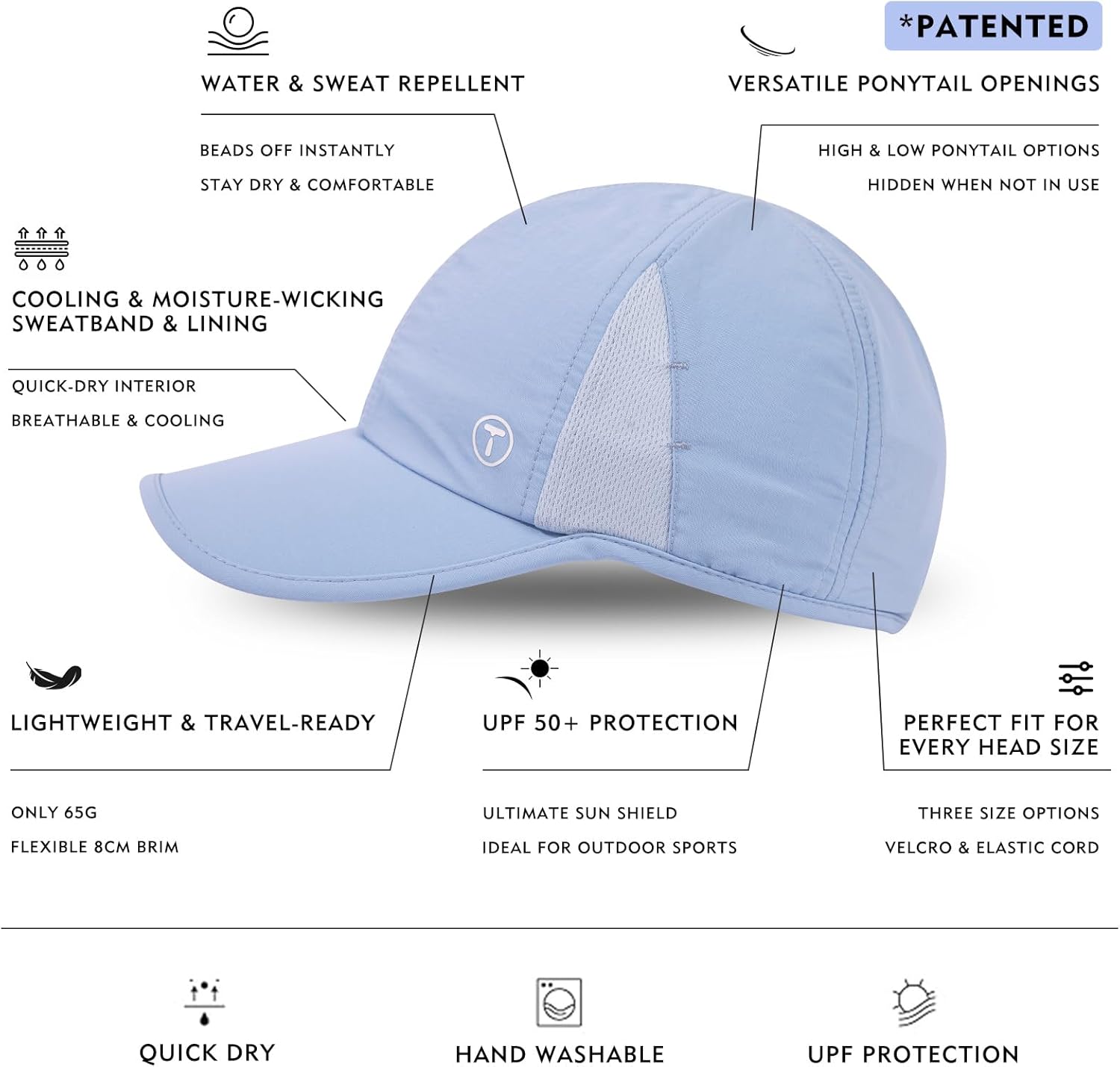 TOP-EX Cooling UV 50 High Ponytail Baseball Cap for Women - Most Women Start with S/M - Breathable for Running Golf Sports - Image 2