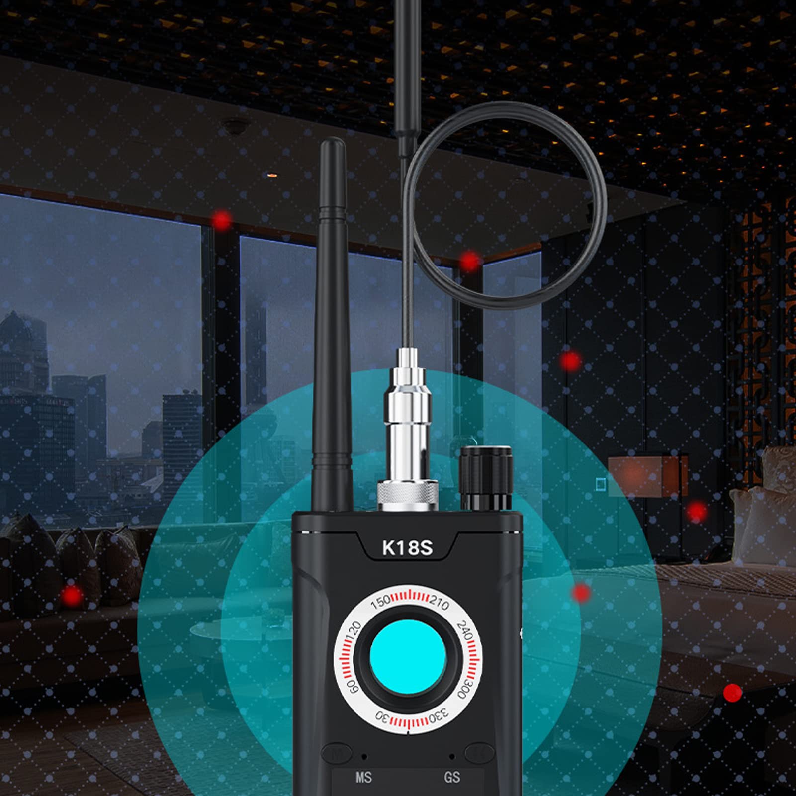 Détecteur de caméra cachée K18S 1MHZ-8000MHZ Bug Scanner de Signal sans Fil Détecteur de positionnement GPS Haute sensibilité Protecteur privé Natudeco