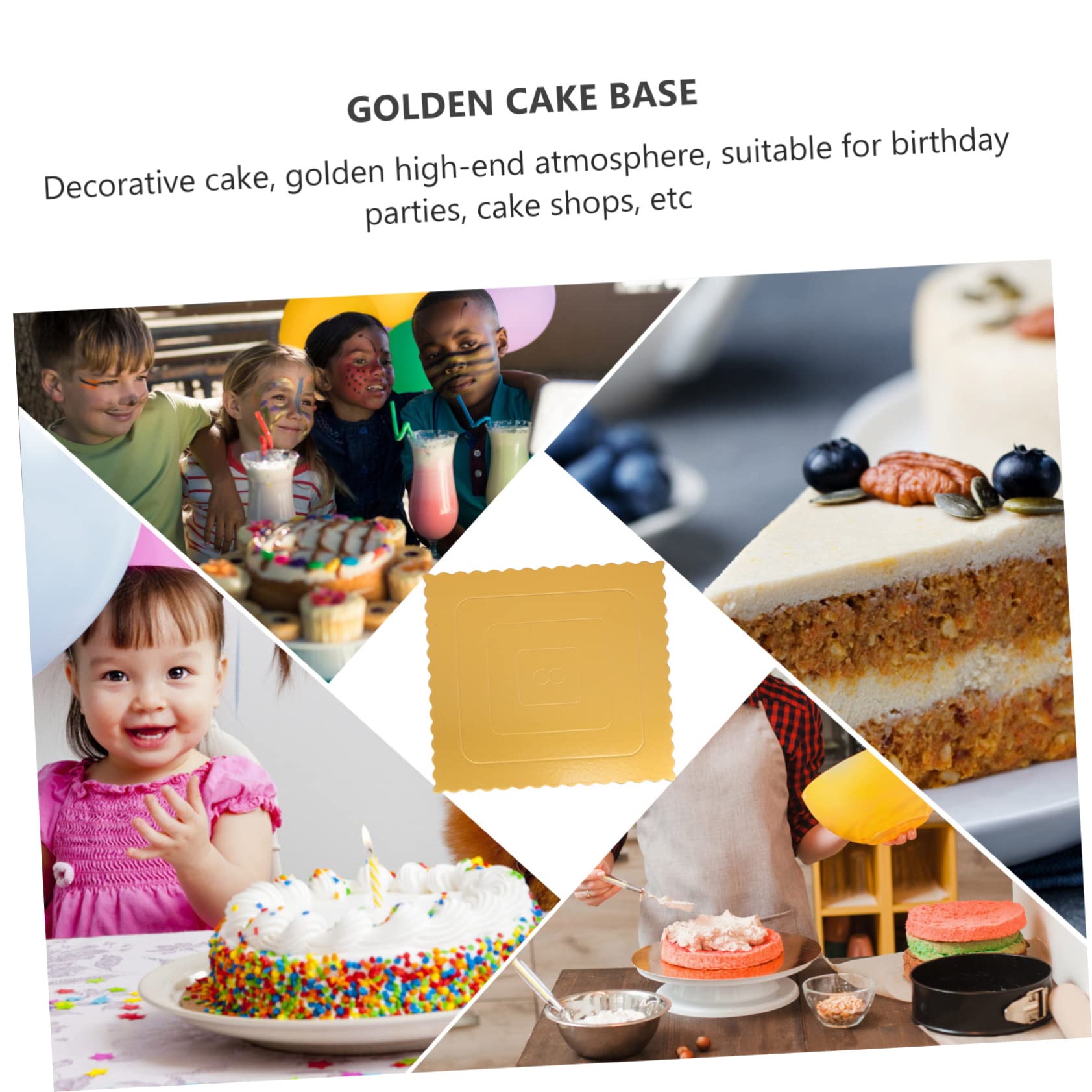 Abaodam 10 Supports à Gâteaux Carrés Dorés 8 Pouces en Carton, Lot de 10, Solides pour Emballer et Présenter Vos Gâteaux D’anniversaire