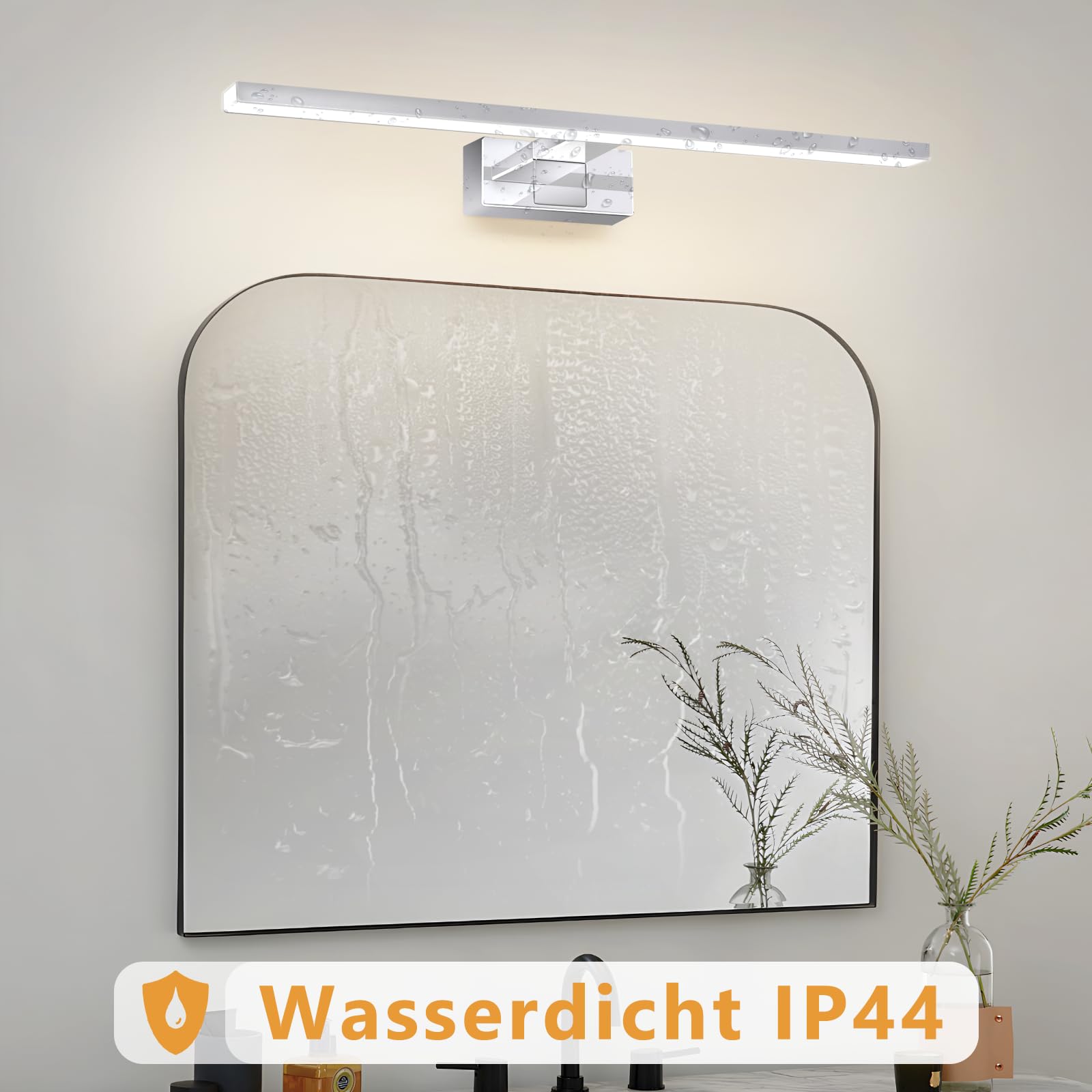 LED Aplique Espejo Baño 60CM 12W Lámpara Aplique de Espejo para | Baño 4000K ámpara de Espejo IP44 Luces de Espelho Resistente al Agua para baño y Armario con Espejo